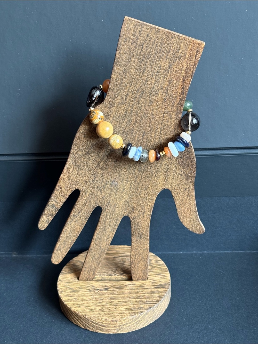 Artisan Made Multicolor Natural Stone Stretch Bracelet | Size 6.5 IN - Picture 8 of 12